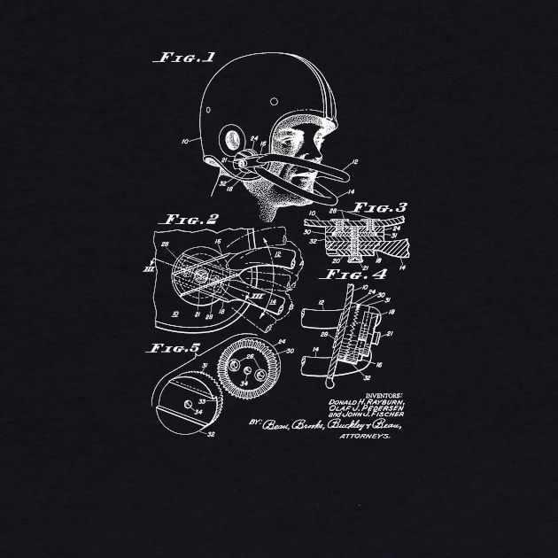 Football Helmet Vintage Patent Drawing Funny Novelty by TheYoungDesigns